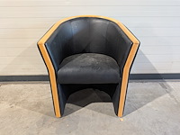 2x clubfauteuil van zwart leer, rp, incl. tafel - afbeelding 6 van  8