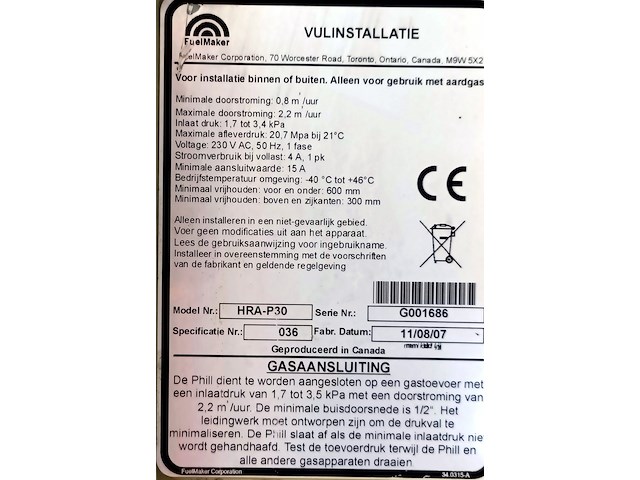 2x cng vulinstallatie, phill, hra-p30, 2007 - afbeelding 5 van  9