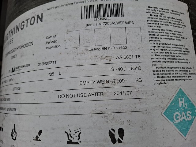 2x composiet gecomprimeerde waterstofcilinder worthington industries - afbeelding 2 van  10