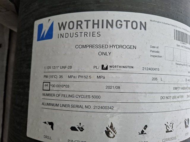 2x composiet gecomprimeerde waterstofcilinder worthington industries - afbeelding 8 van  10