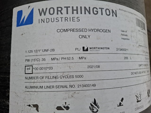 2x composiet gecomprimeerde waterstofcilinder worthington industries - afbeelding 10 van  10
