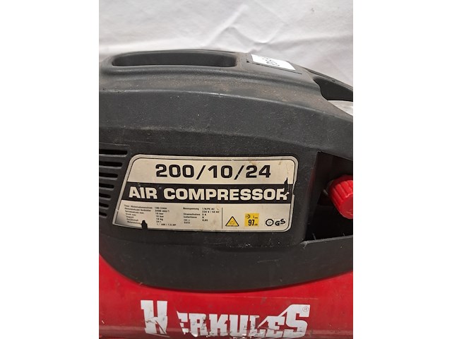 2x compressor en 2x accuboormachine, herkules en dewalt, 200/10/24 air compressor, dc740, rood - afbeelding 2 van  19