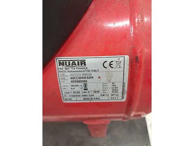 2x compressor en 2x accuboormachine, herkules en dewalt, 200/10/24 air compressor, dc740, rood - afbeelding 6 van  19