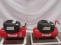 2x compressor en 2x accuboormachine, herkules en dewalt, 200/10/24 air compressor, dc740, rood - afbeelding 12 van  19