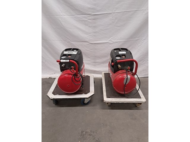 2x compressor en 2x accuboormachine, herkules en dewalt, 200/10/24 air compressor, dc740, rood - afbeelding 13 van  19