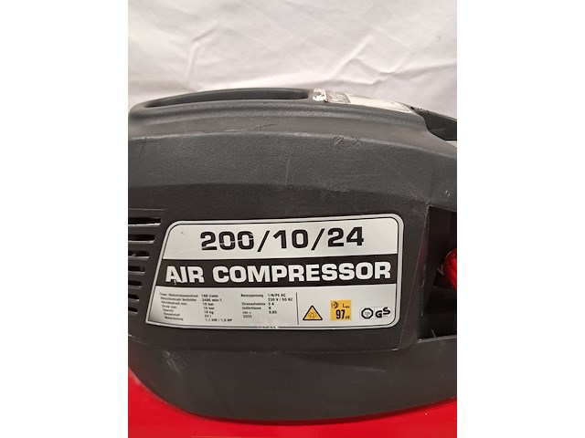2x compressor en 2x accuboormachine, herkules en dewalt, 200/10/24 air compressor, dc740, rood - afbeelding 14 van  19
