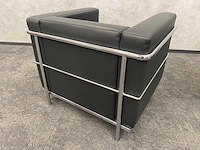 2x design fauteuil zwart leder, chroom - afbeelding 2 van  14