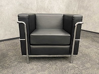 2x design fauteuil zwart leder, chroom - afbeelding 10 van  14