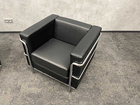 2x design fauteuil zwart leder, chroom - afbeelding 12 van  14