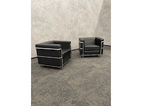 2x design fauteuil zwart leder, chroom - afbeelding 6 van  14