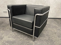 2x design fauteuil zwart leder, chroom - afbeelding 11 van  14