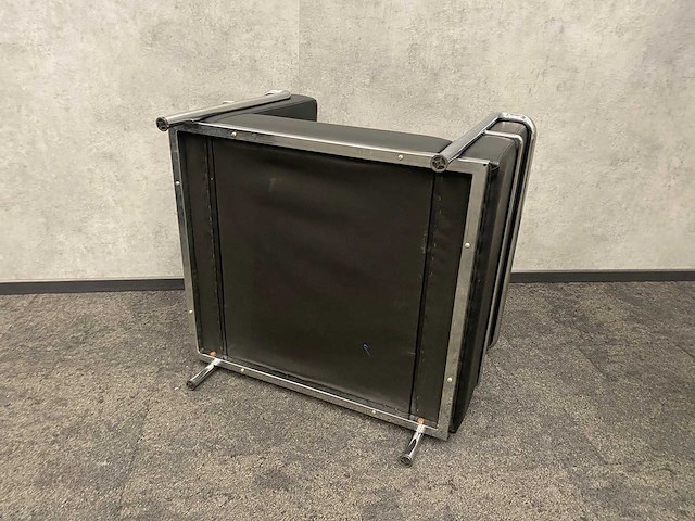 2x design fauteuil zwart leder, chroom - afbeelding 14 van  14