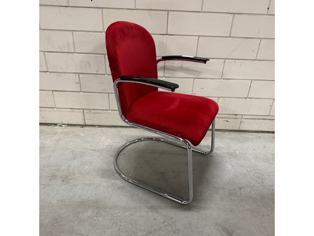 2x design sledestoel, gebroeders van der stroom, rood en blauw, design w.h. gispen - afbeelding 9 van  11