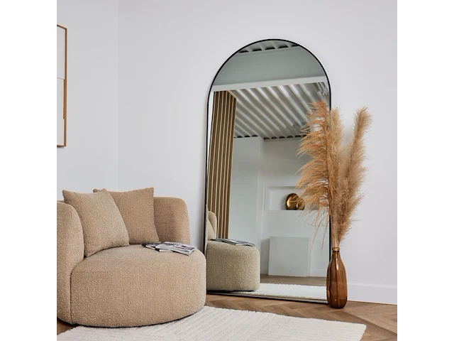 2x design spiegel met boog zwart 200x100 cm - afbeelding 2 van  5