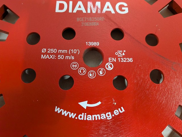 2x disc / schuurschijf t.b.v. betonschuurmacine, diamag, bge718250rd - afbeelding 5 van  6