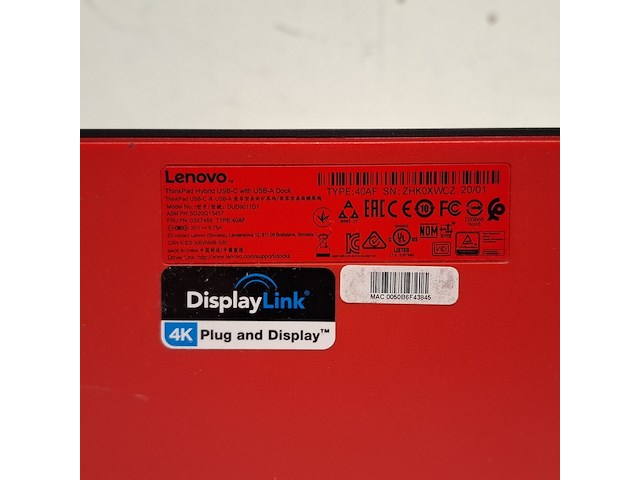 2x dockingstation lenovo, thinkpad hybrid usd-c with usb-a dock | dud9011d1 | 40af - afbeelding 7 van  8