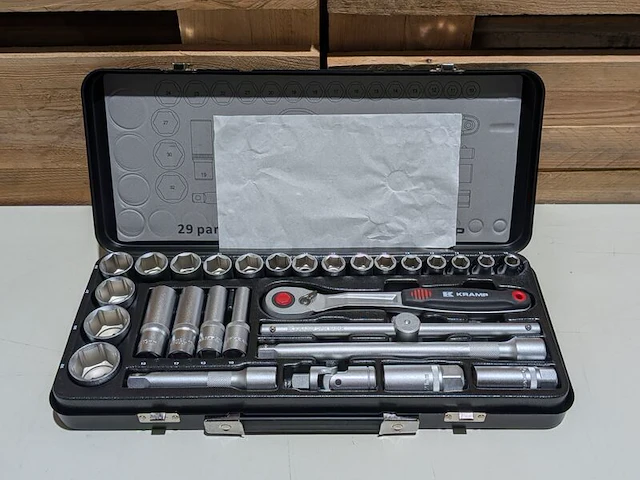 2x dopsleutelset, kramp, 1/2" 29-delig + 1/4" 45-delig - afbeelding 5 van  11