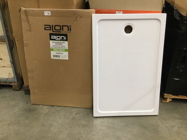 2x douchevloer 120x80x4 cm, aloni, swc-50507, wit - afbeelding 1 van  4