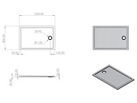 2x douchevloer 120x80x4 cm, aloni, swc-50507, wit - afbeelding 2 van  4