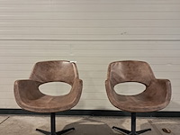 2x draaibare leren stoel, bruin - afbeelding 1 van  5
