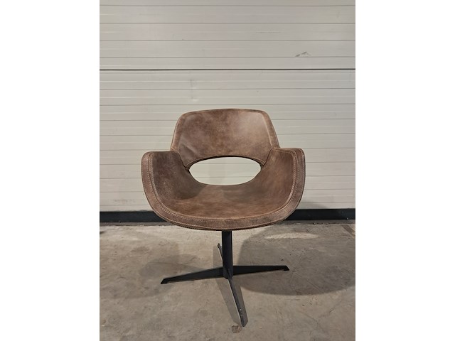 2x draaibare leren stoel, bruin - afbeelding 2 van  5