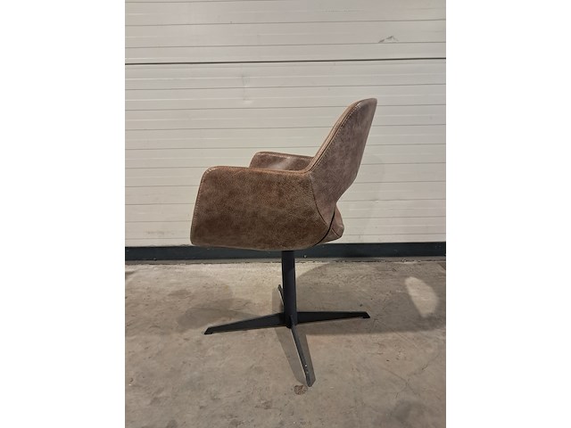 2x draaibare leren stoel, bruin - afbeelding 3 van  5
