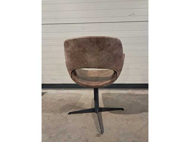 2x draaibare leren stoel, bruin - afbeelding 4 van  5