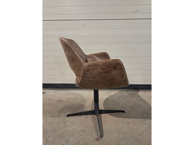 2x draaibare leren stoel, bruin - afbeelding 5 van  5