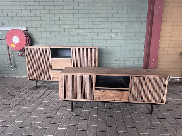 2x dressoir en tv meubel rhythm, raw materials, bruin - afbeelding 1 van  14
