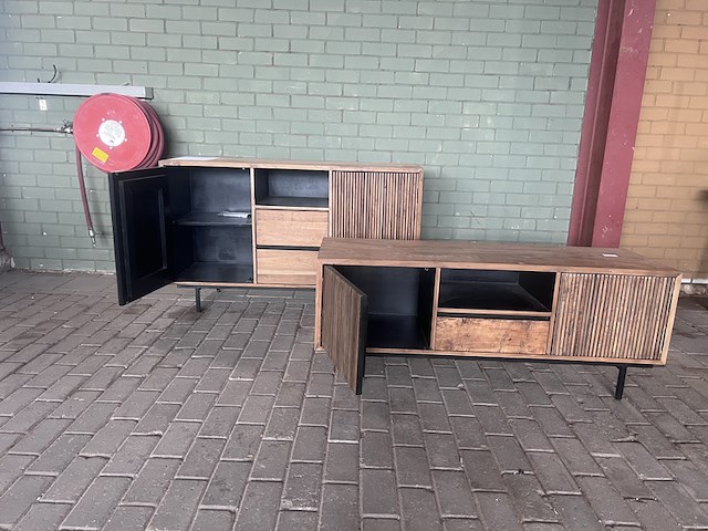 2x dressoir en tv meubel rhythm, raw materials, bruin - afbeelding 7 van  14