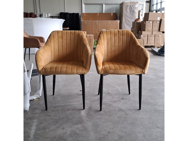 2x eetkamer stoel velvet gold, 2026 - afbeelding 1 van  3