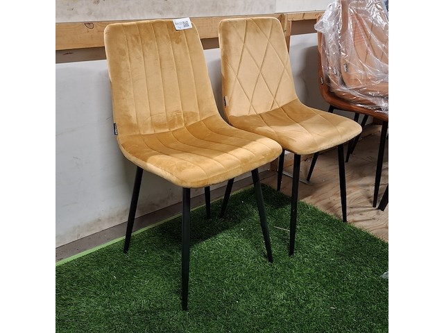 2x eetkamerstoel, velvet geel - afbeelding 1 van  4