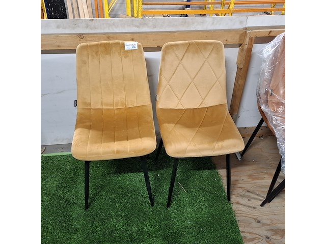 2x eetkamerstoel, velvet geel - afbeelding 2 van  4