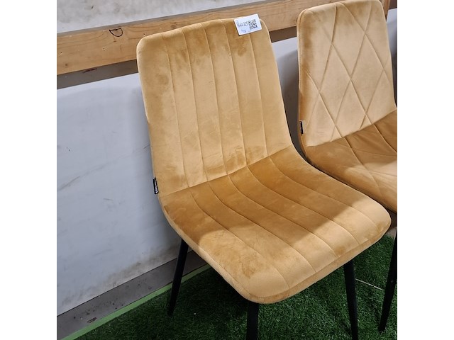 2x eetkamerstoel, velvet geel - afbeelding 3 van  4