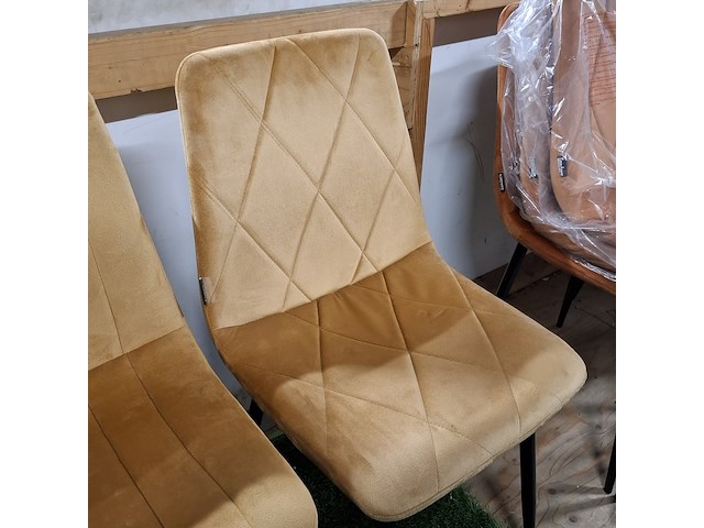 2x eetkamerstoel, velvet geel - afbeelding 4 van  4