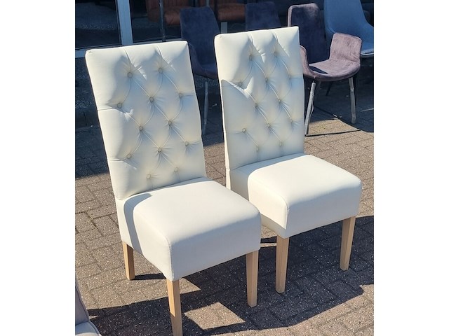 2x eetkamerstoel zazuhome, "capiton sixty", wit - afbeelding 1 van  3