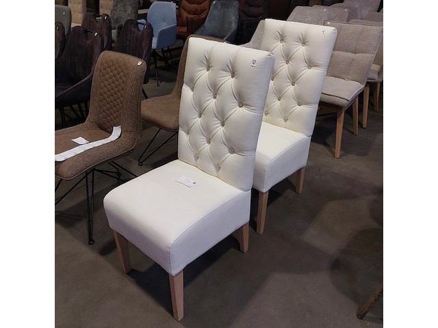 2x eetkamerstoel zazuhome, "capiton sixty", wit - afbeelding 2 van  4