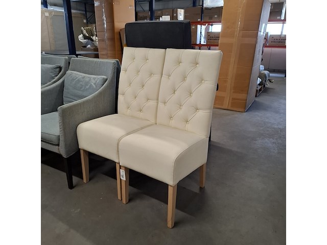 2x eetkamerstoel zazuhome, "capiton sixty", wit - afbeelding 4 van  4