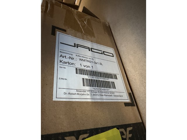 2x elektrische buffetwarmer 3x1.5l jago - afbeelding 2 van  2