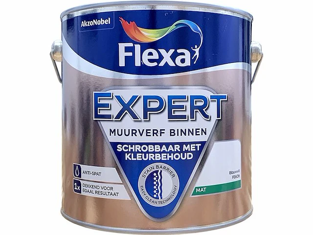 2x expert muurverf binnen - 2,5 liter, flexa, blauw/wit - afbeelding 1 van  2