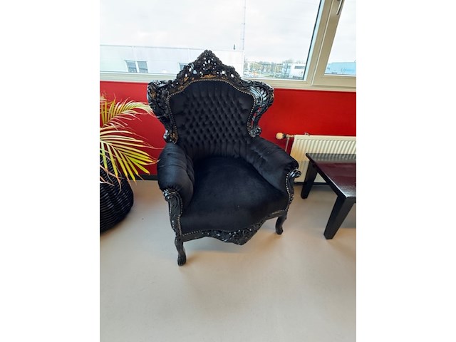 2x fauteuil barok, zwart - afbeelding 3 van  5
