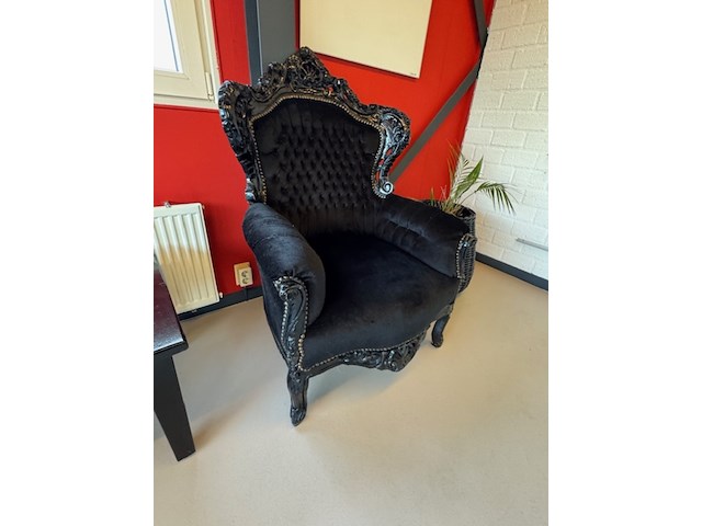 2x fauteuil barok, zwart - afbeelding 4 van  5