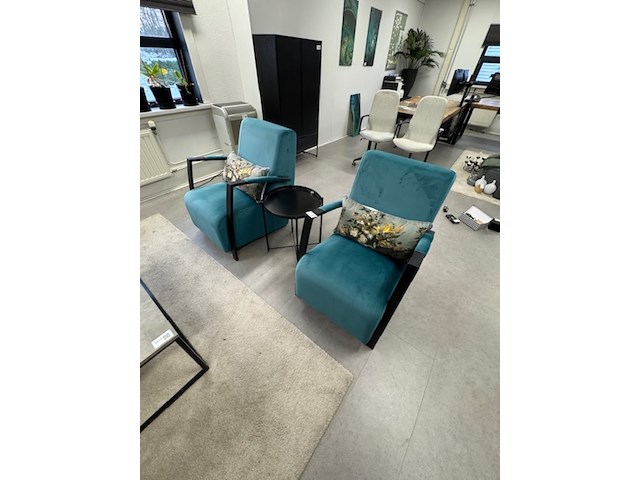 2x fauteuil inhouse, grandola, turquoise, met salontafel - afbeelding 2 van  9