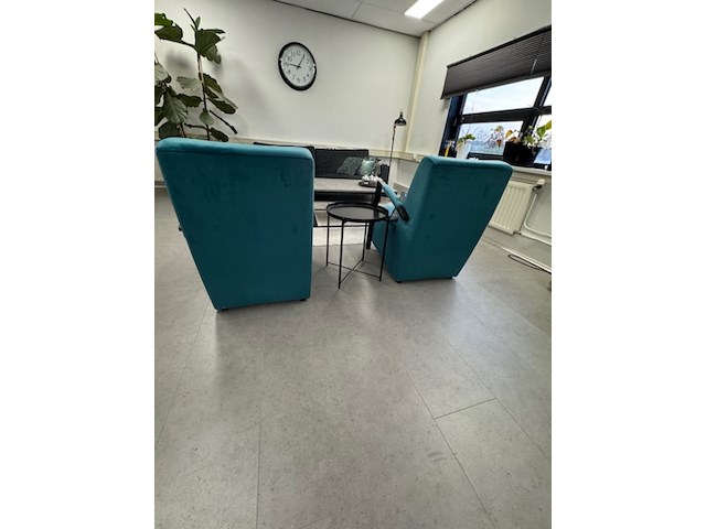 2x fauteuil inhouse, grandola, turquoise, met salontafel - afbeelding 7 van  9