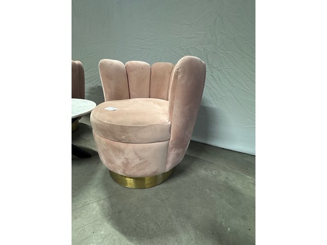 2x fauteuil, roze/goud, met bijzettafel - afbeelding 2 van  6