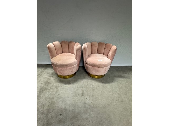 2x fauteuil, roze/goud - afbeelding 1 van  6
