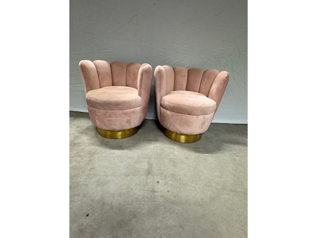 2x fauteuil, roze/goud - afbeelding 2 van  6
