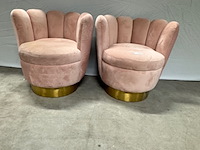 2x fauteuil, roze/goud - afbeelding 2 van  6