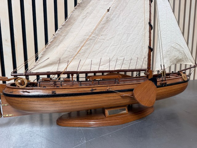 2x gedetailleerd houten scheepsmodel tjalk - afbeelding 10 van  10