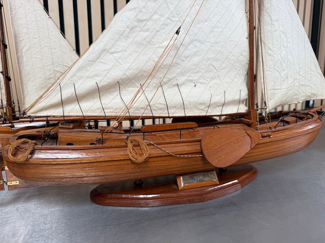 2x gedetailleerd houten scheepsmodel tjalk - afbeelding 4 van  10